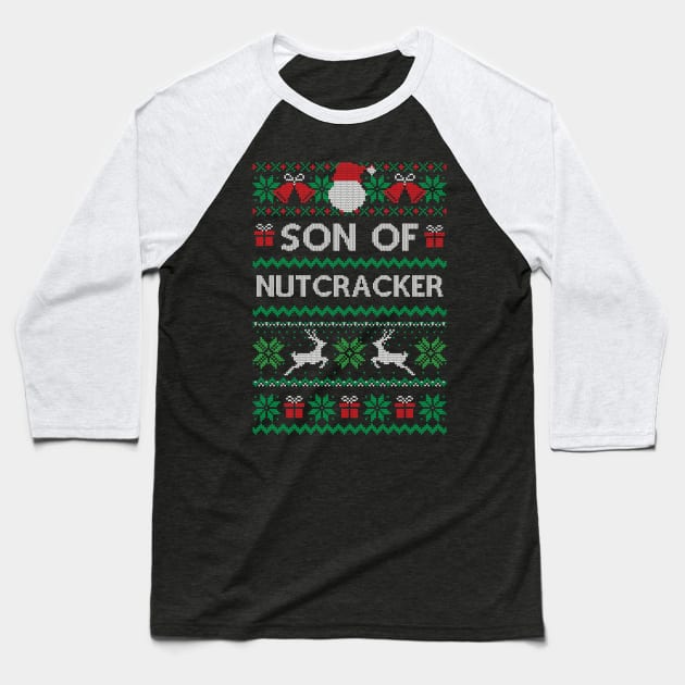 Son of a Nutcracker Funny Elf Christmas Design Baseball T-Shirt by drewbacca